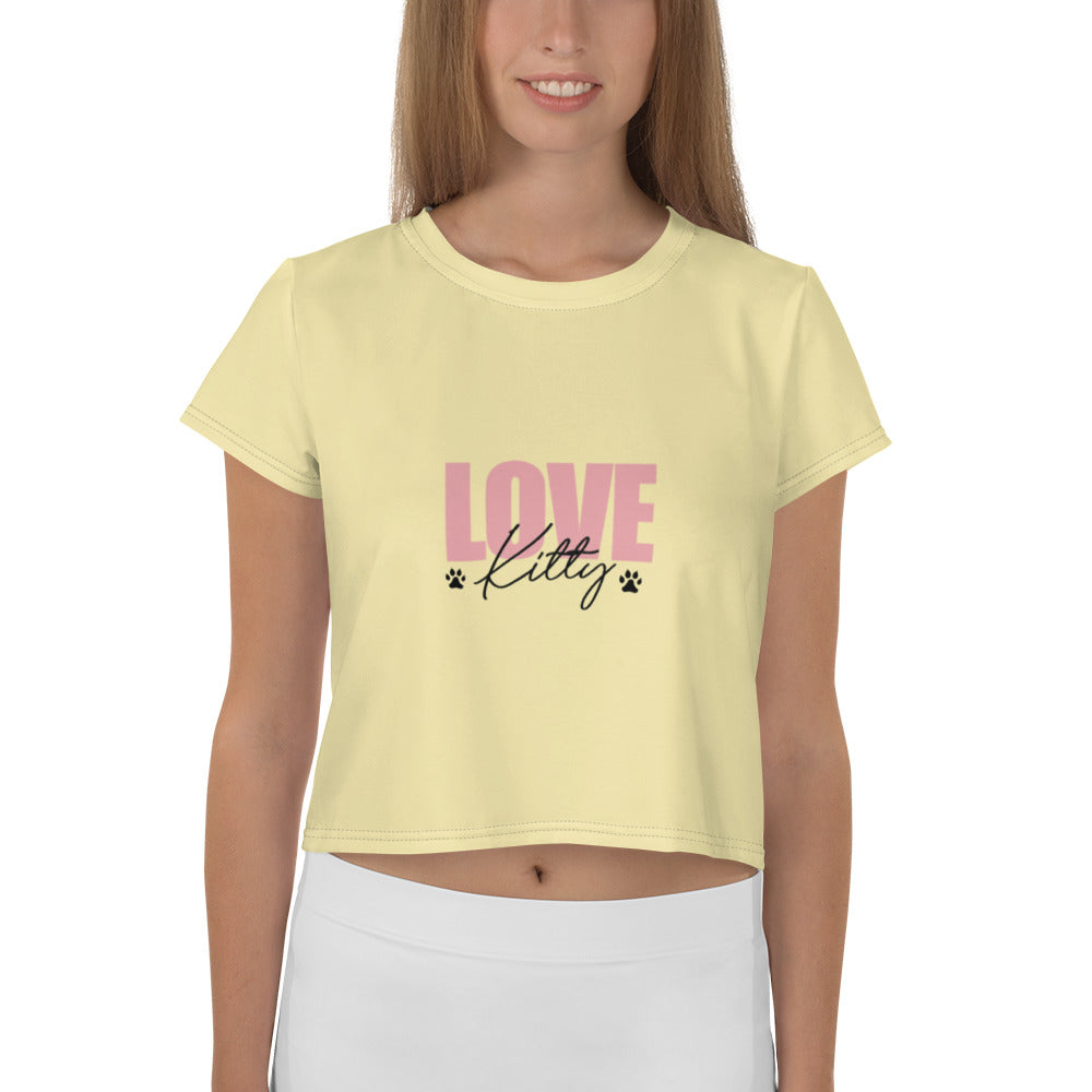 LOVE KITTY - All-Over Print Crop Tee