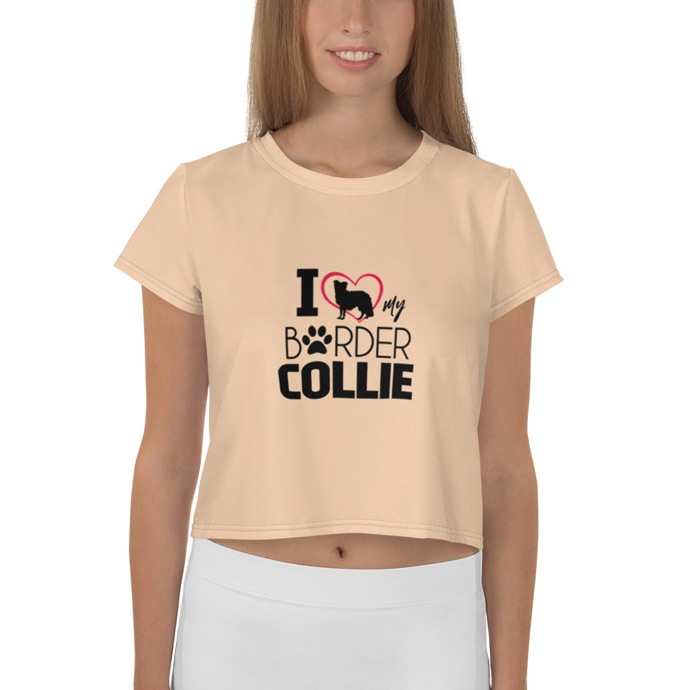 I LOVE MY BORDER COLLIE - All-Over Print Crop Tee