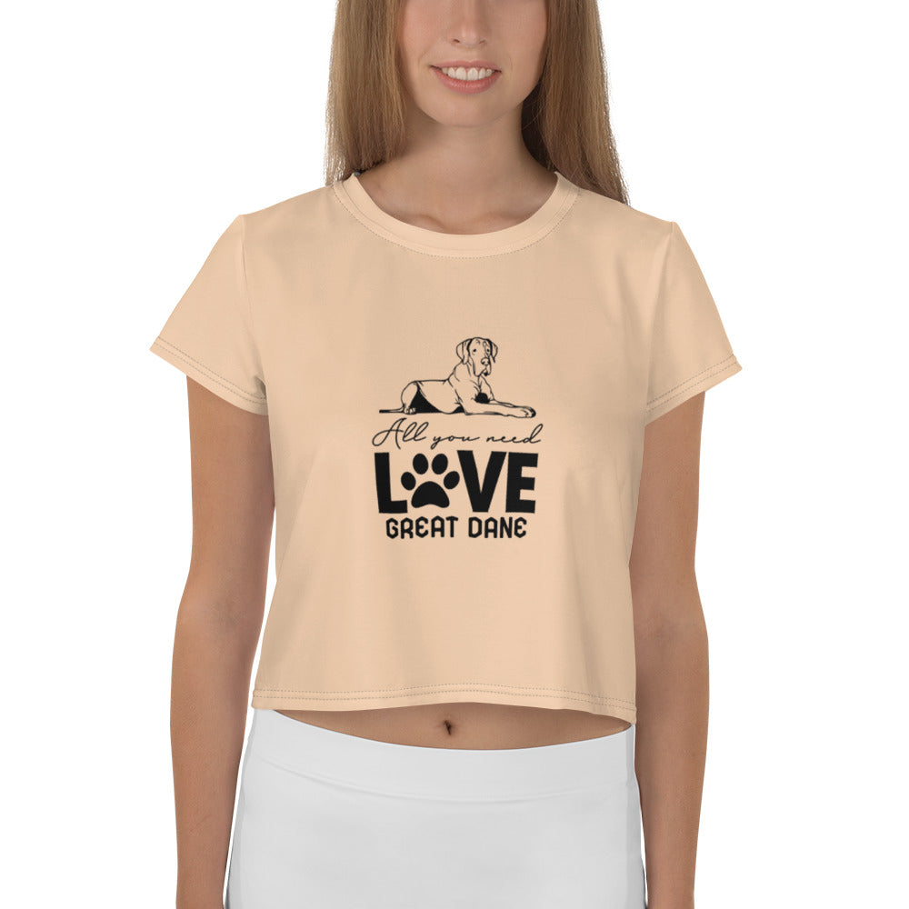 ALL YOU NEED LOVE GREAT DANE - All-Over Print Crop Tee