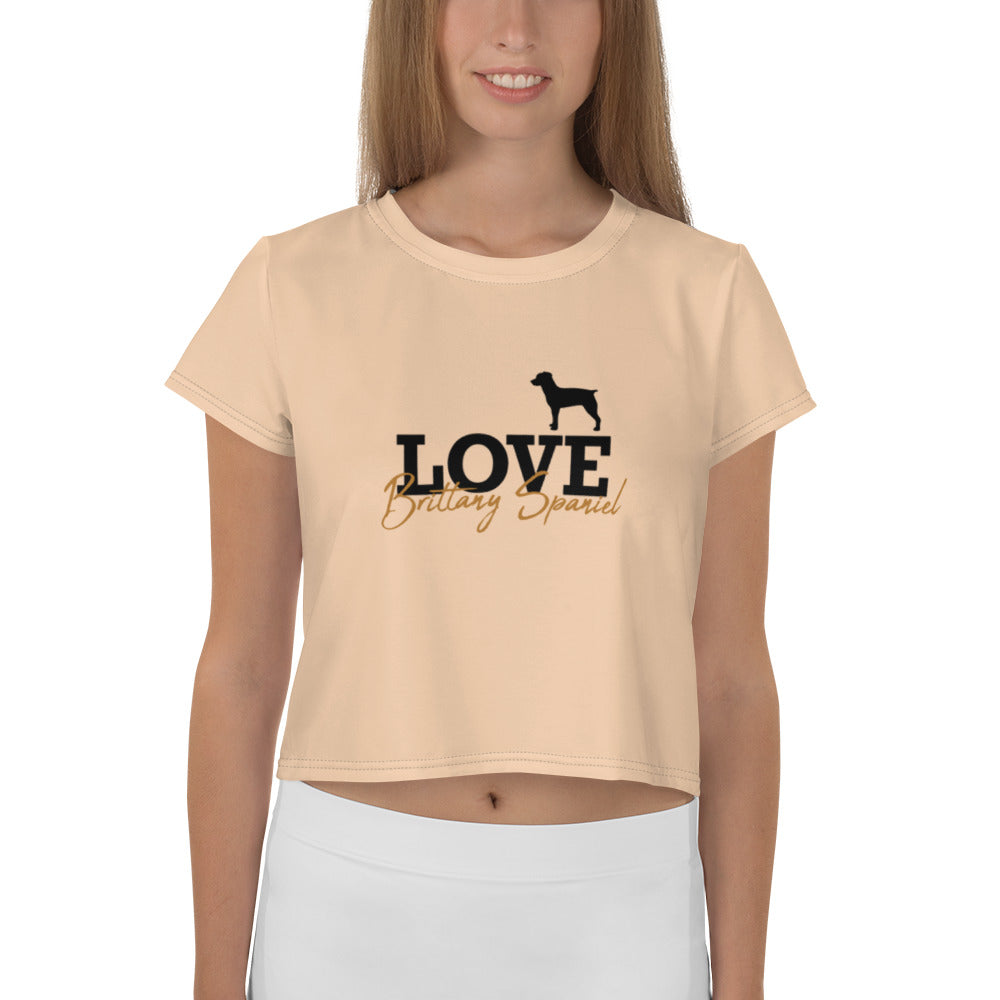 LOVE BRITTANY SPANIEL - All-Over Print Crop Tee