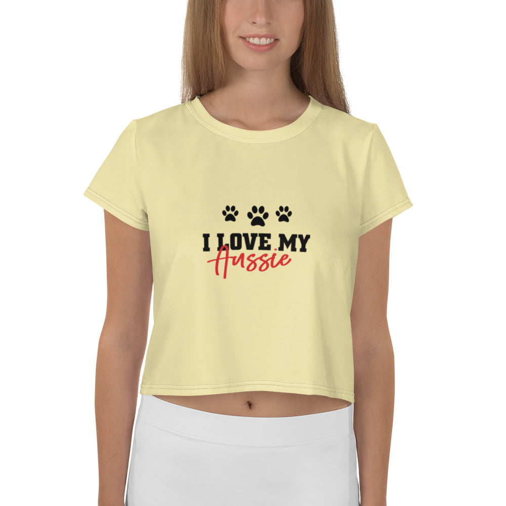 I LOVE MY AUSSIE - All-Over Print Crop Tee