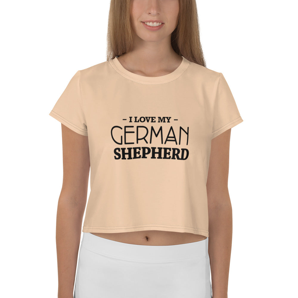 I LOVE MY GERMAN SHEPHERD - All-Over Print Crop Tee
