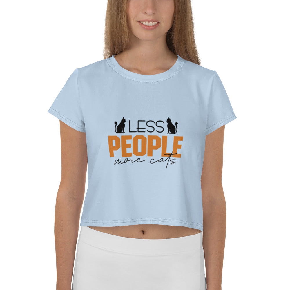 LESS PEOPLE MORE CATS - All-Over Print Crop Tee