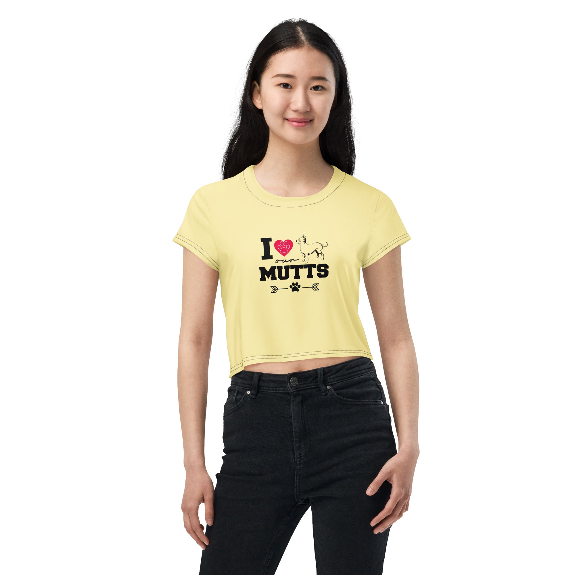 I LOVE OUR MUTTS - All-Over Print Crop Tee