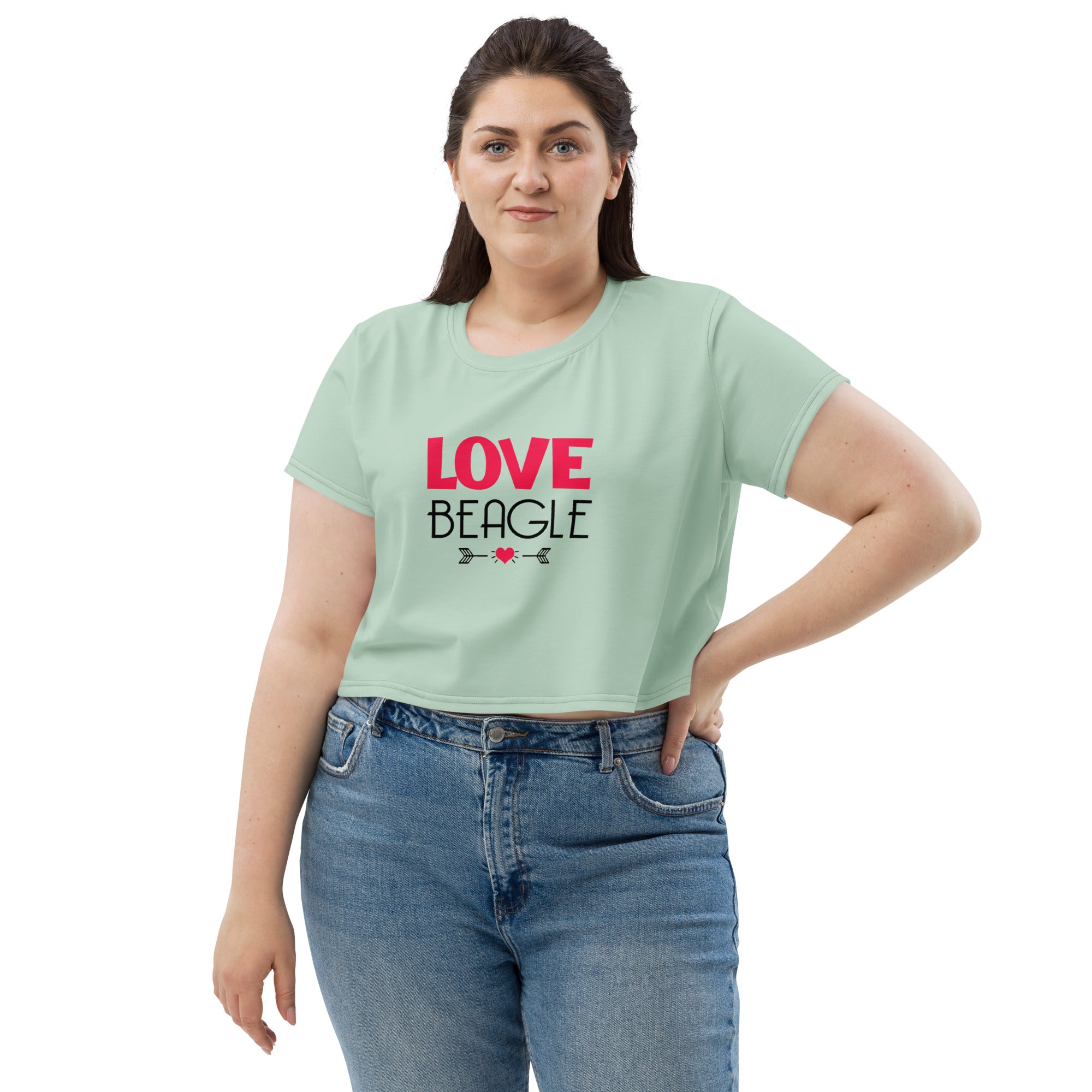 LOVE BEAGLE - All-Over Print Crop Tee