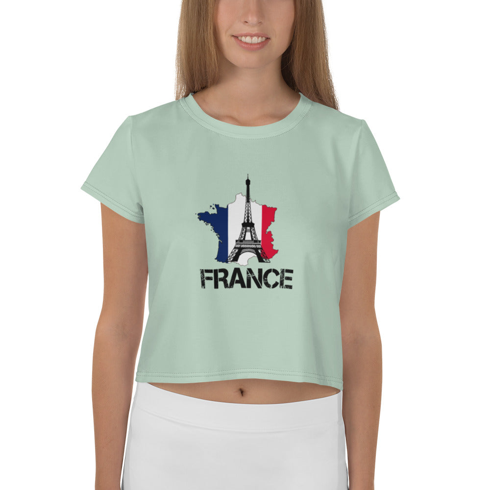 FRANCE - All-Over Print Crop Tee