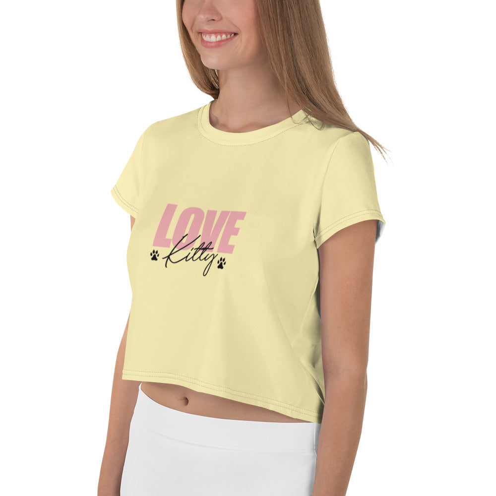 LOVE KITTY - All-Over Print Crop Tee