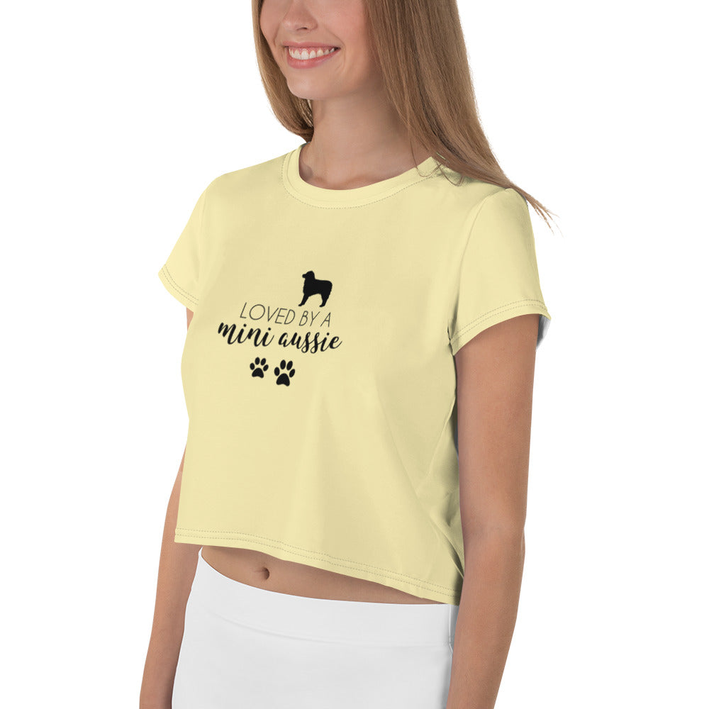 LOVED BY A MINI AUSSIE - All-Over Print Crop Tee