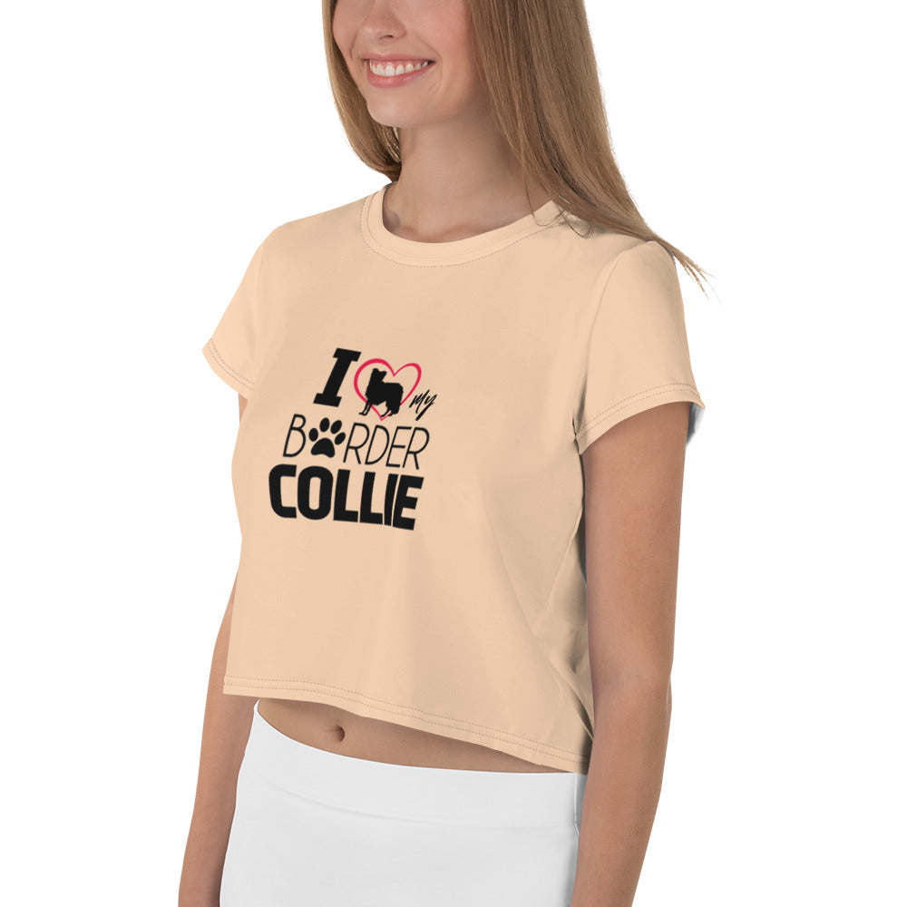 I LOVE MY BORDER COLLIE - All-Over Print Crop Tee