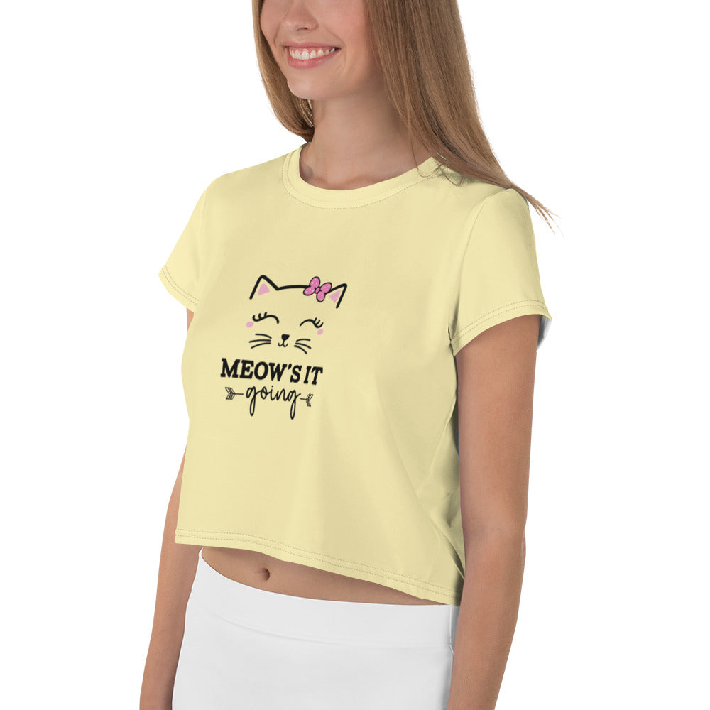 MEOW'S IT GOING - All-Over Print Crop Tee