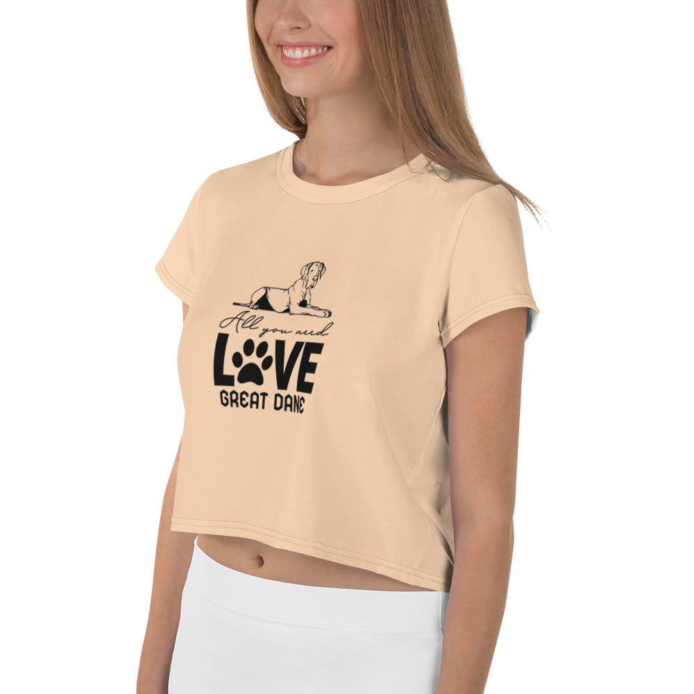 ALL YOU NEED LOVE GREAT DANE - All-Over Print Crop Tee