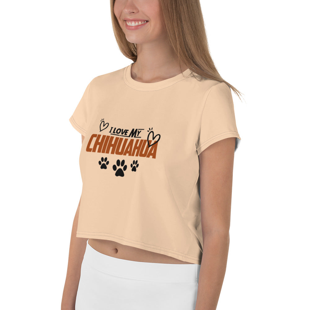 I LOVE MY CHIHUAHUA - All-Over Print Crop Tee