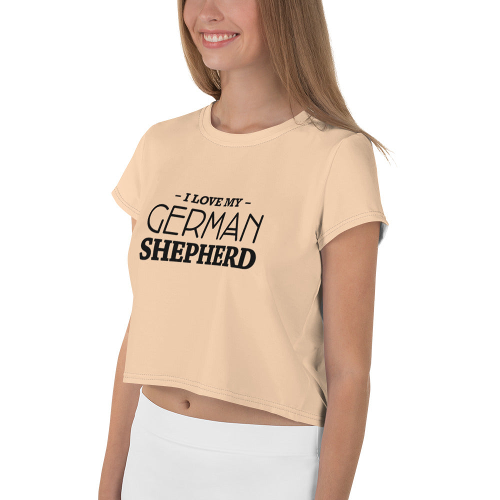 I LOVE MY GERMAN SHEPHERD - All-Over Print Crop Tee