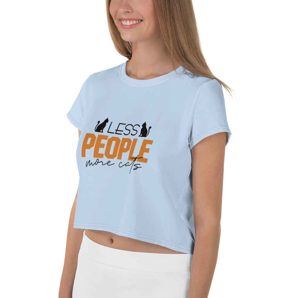 LESS PEOPLE MORE CATS - All-Over Print Crop Tee