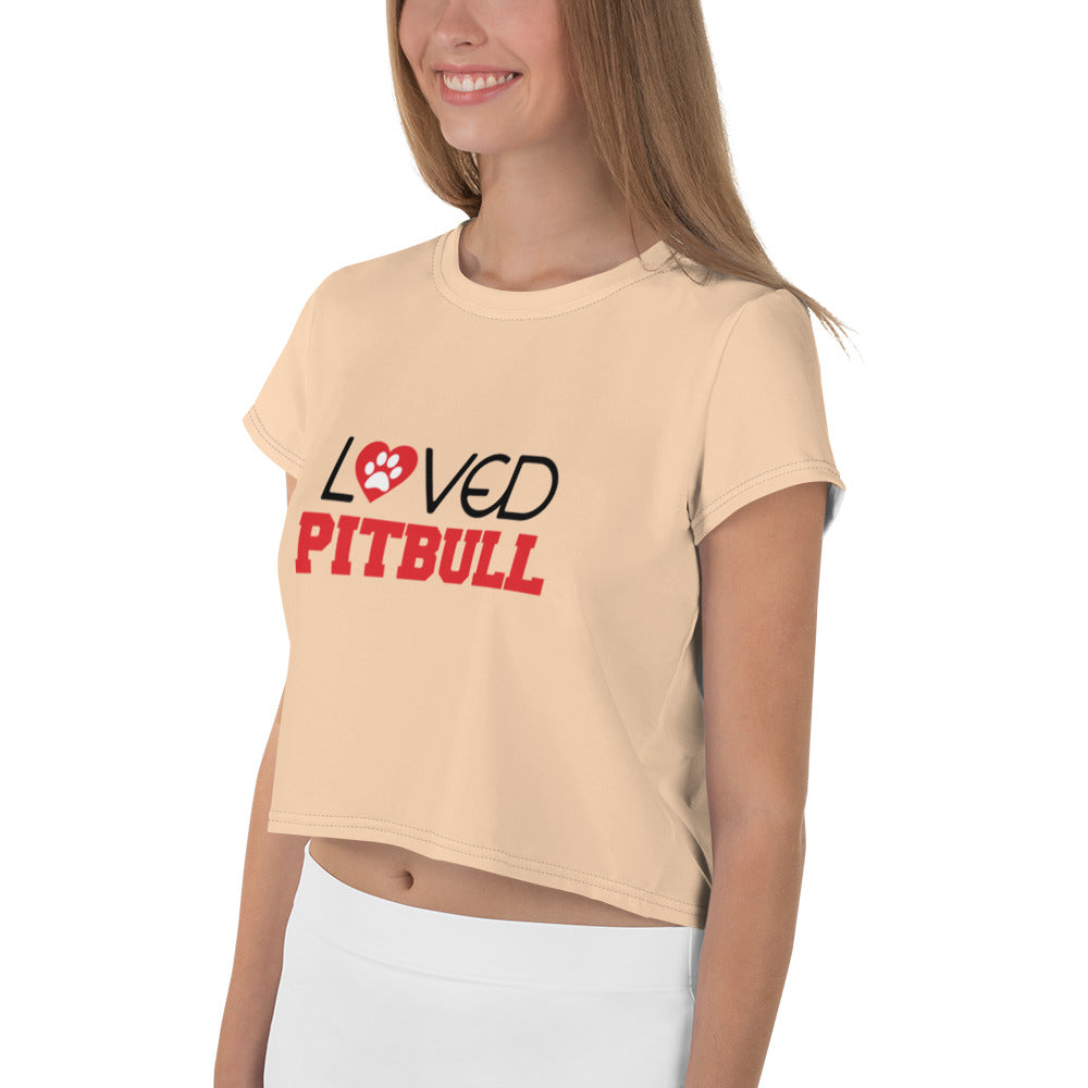 LOVED PITBULL - All-Over Print Crop Tee