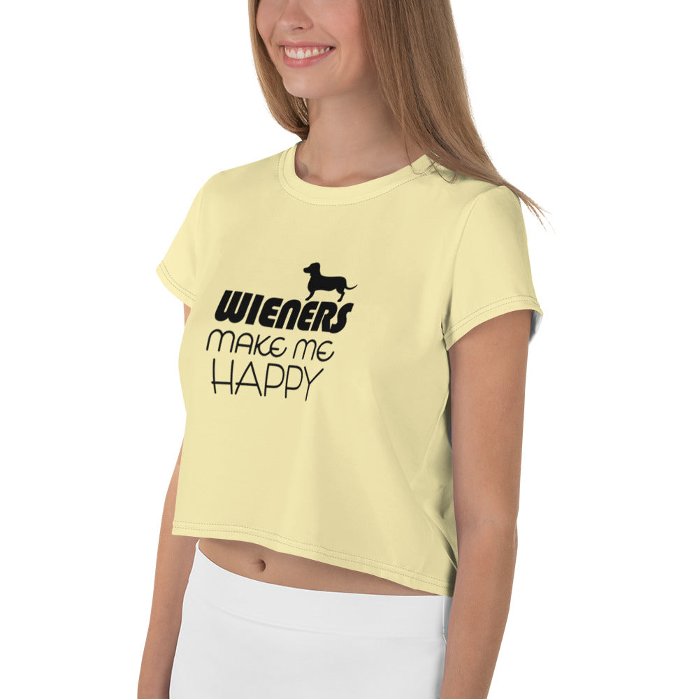 WIENERS MAKE ME HAPPY - All-Over Print Crop Tee