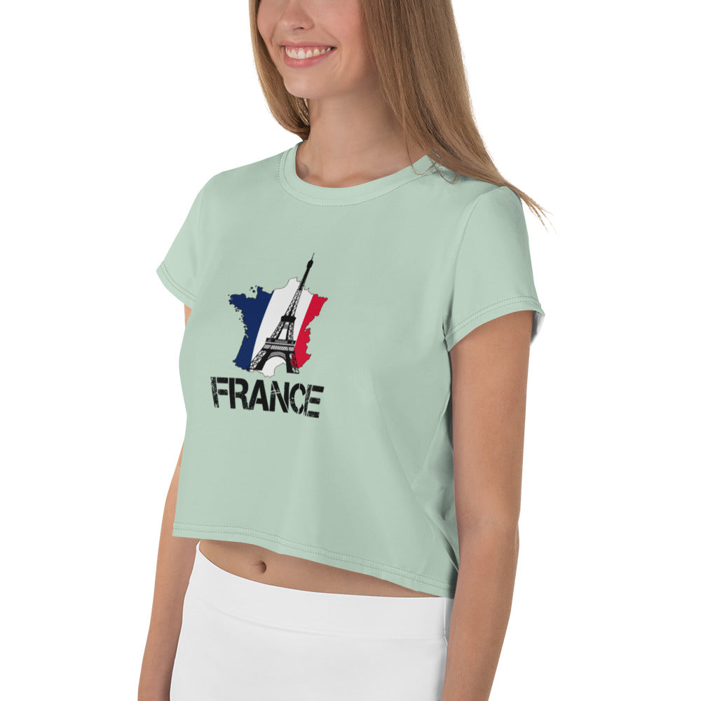 FRANCE - All-Over Print Crop Tee