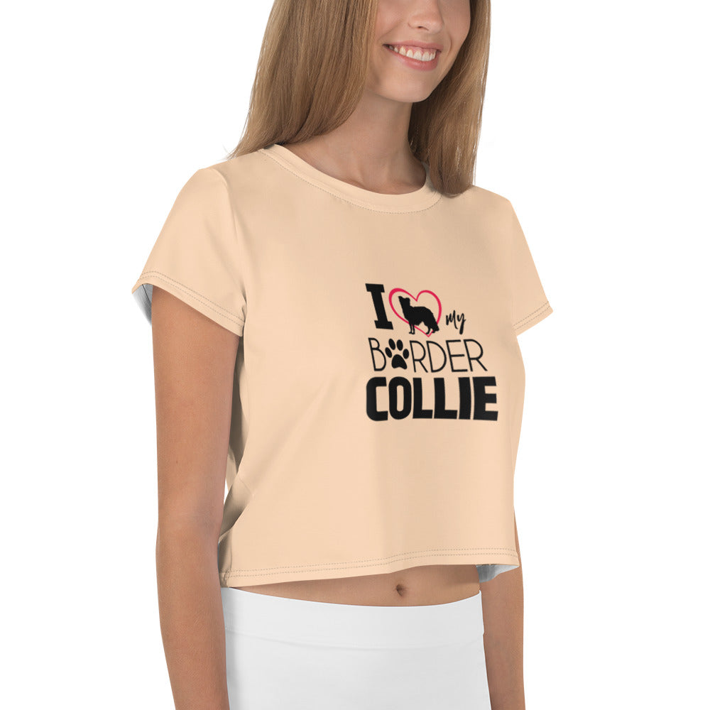 I LOVE MY BORDER COLLIE - All-Over Print Crop Tee