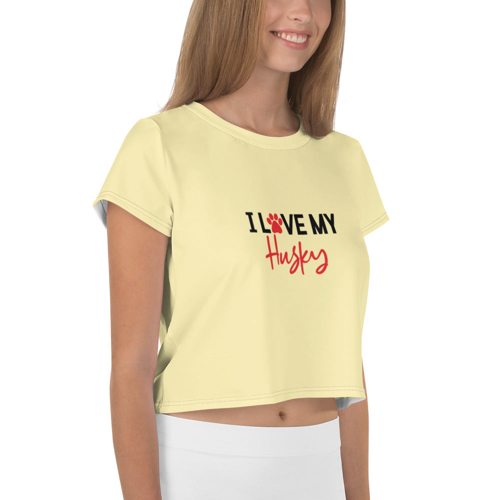 I LOVE MY HUSKY - All-Over Print Crop Tee