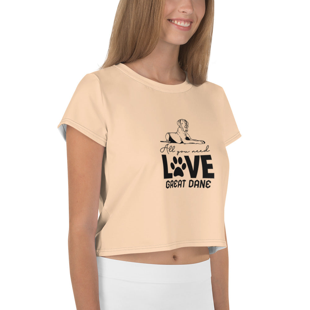ALL YOU NEED LOVE GREAT DANE - All-Over Print Crop Tee