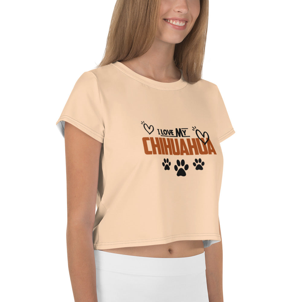 I LOVE MY CHIHUAHUA - All-Over Print Crop Tee