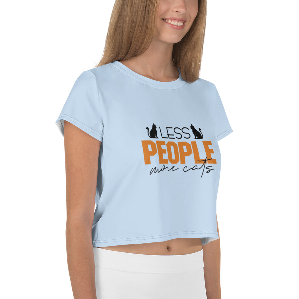 LESS PEOPLE MORE CATS - All-Over Print Crop Tee