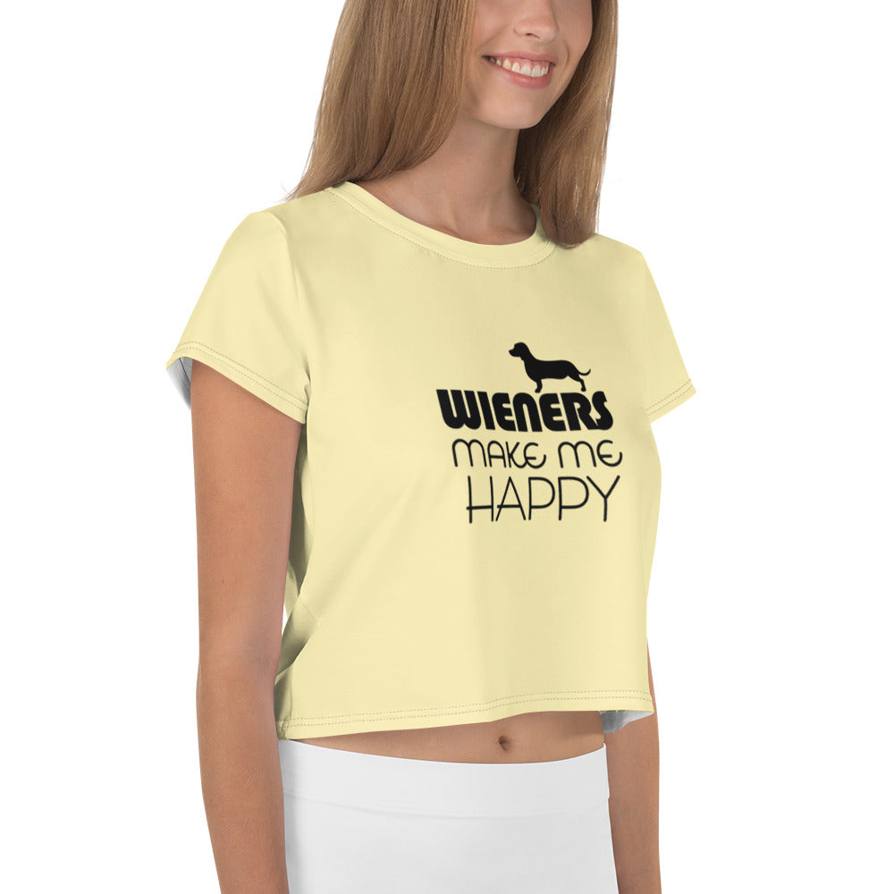 WIENERS MAKE ME HAPPY - All-Over Print Crop Tee