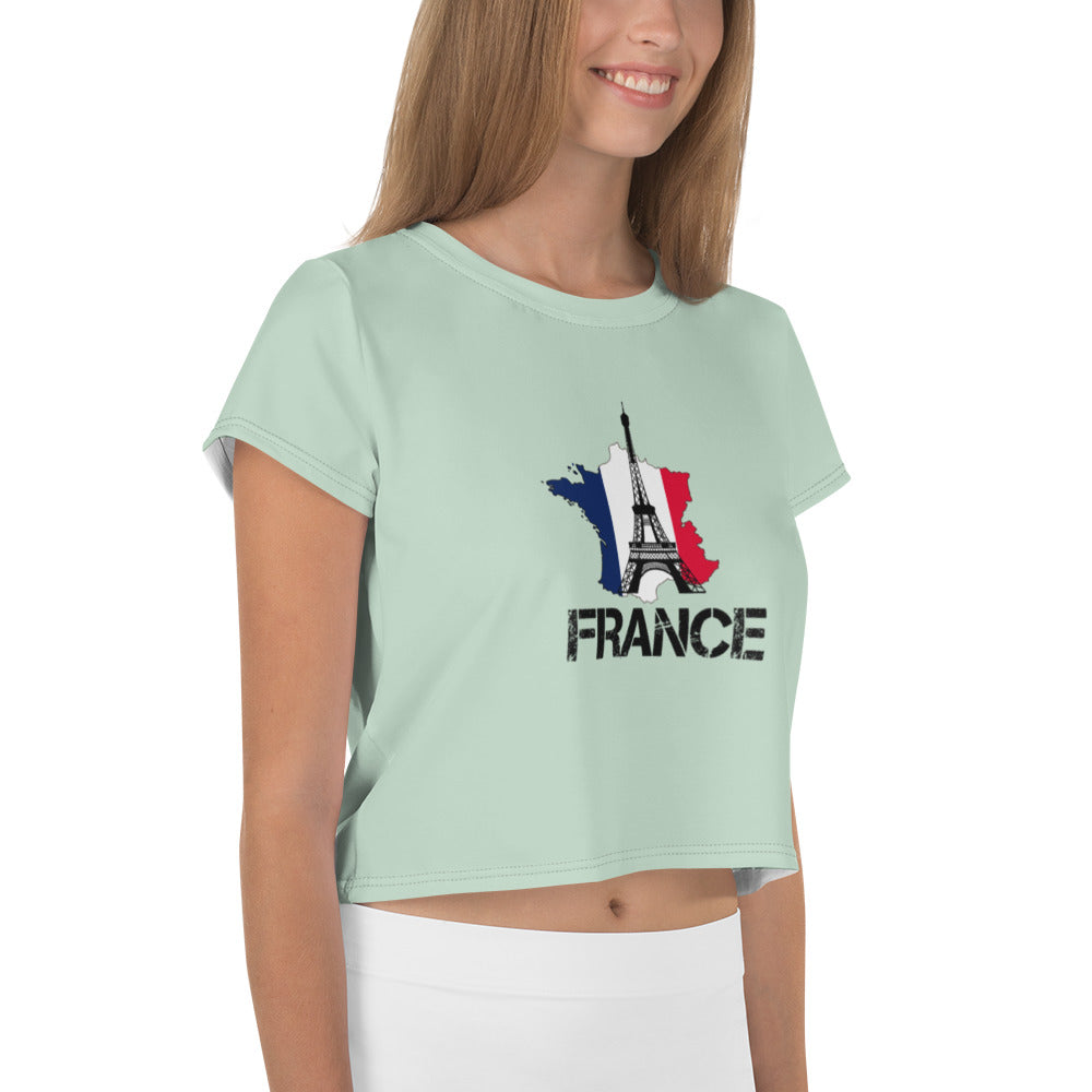 FRANCE - All-Over Print Crop Tee