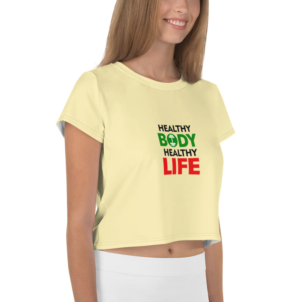 HEALTHY BODY HEALTHY LIFE - All-Over Print Crop Tee