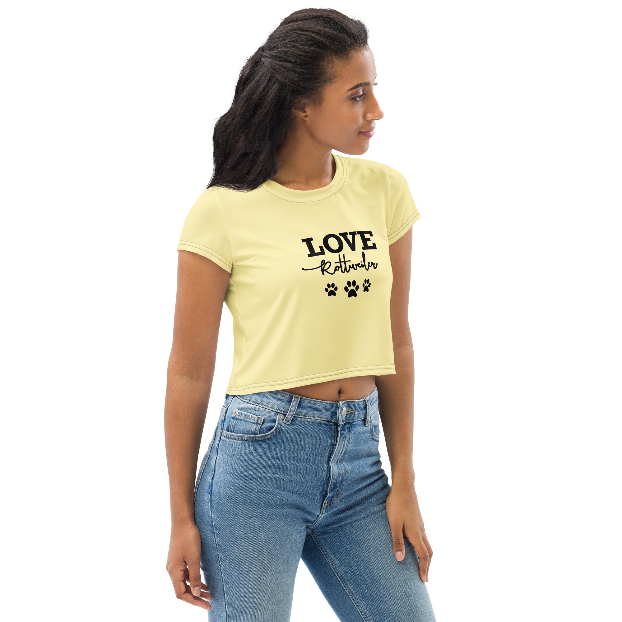 LOVE ROTTWEILER - All-Over Print Crop Tee