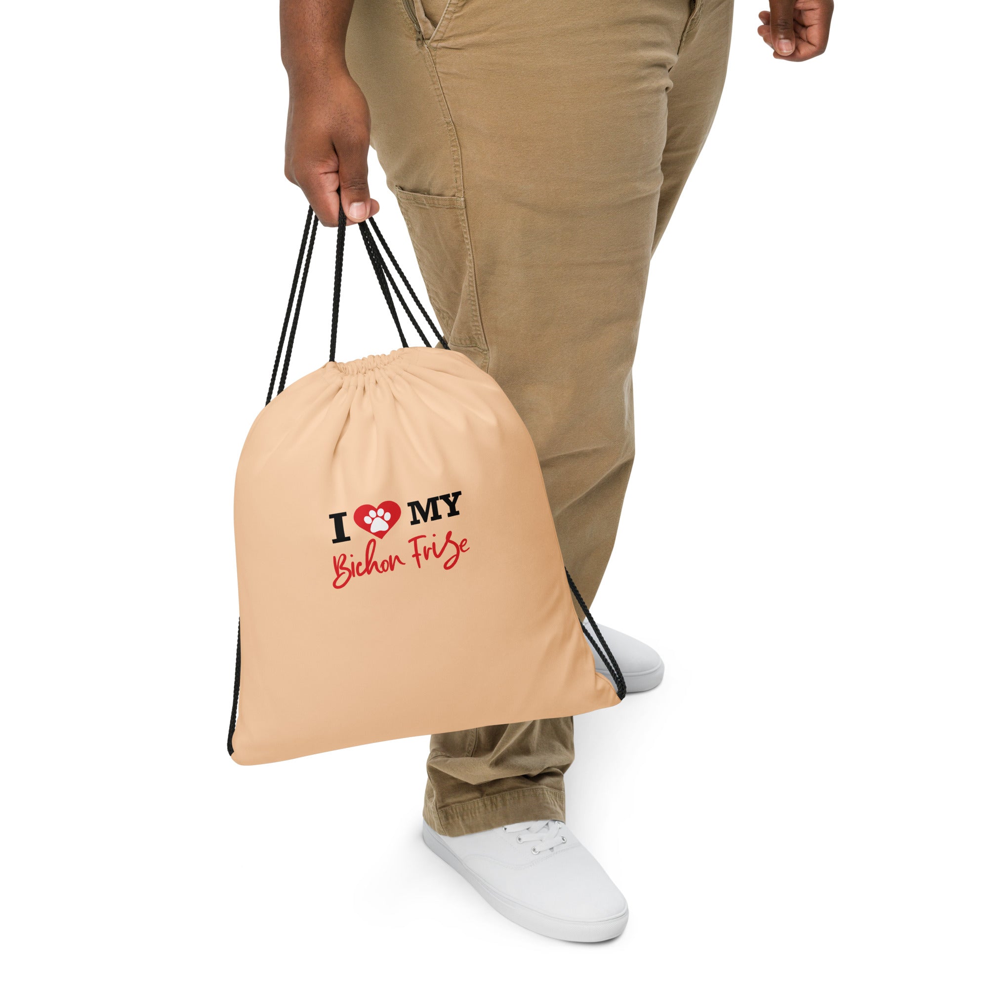 I LOVE MY BICHON FRISE - Drawstring bag