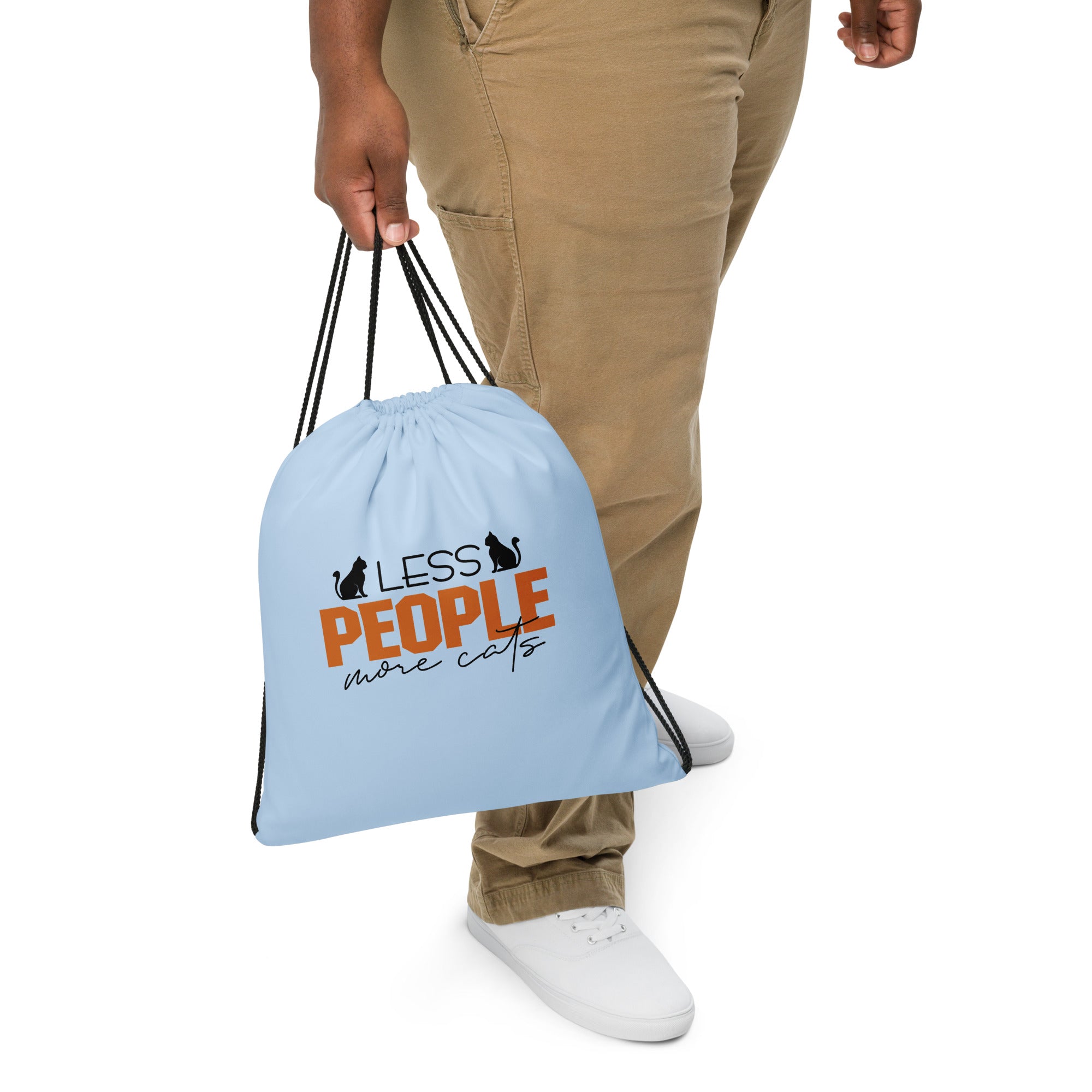 LESS PEOPLE MORE CATS - Drawstring bag