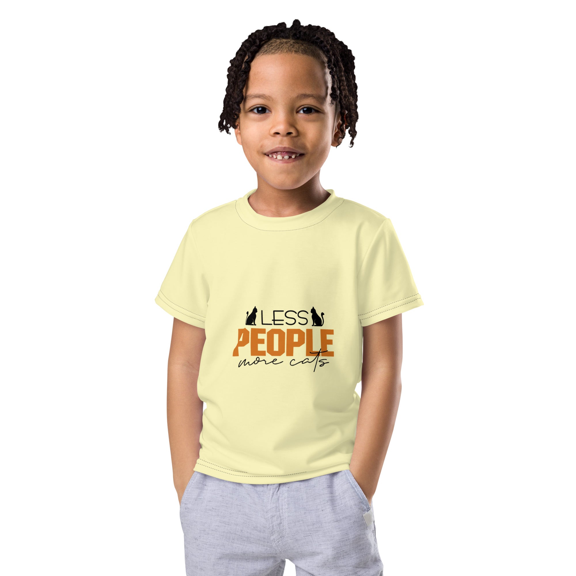 LESS PEOPLE MORE CATS - Kids crew neck t-shirt