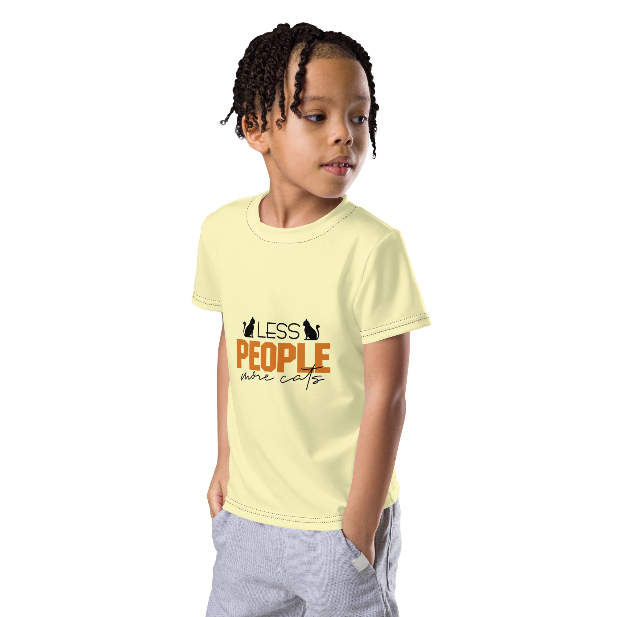 LESS PEOPLE MORE CATS - Kids crew neck t-shirt