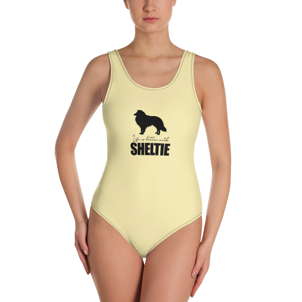 LIFE IS BETTER WITH SHELTIE - One-Piece Swimsuit