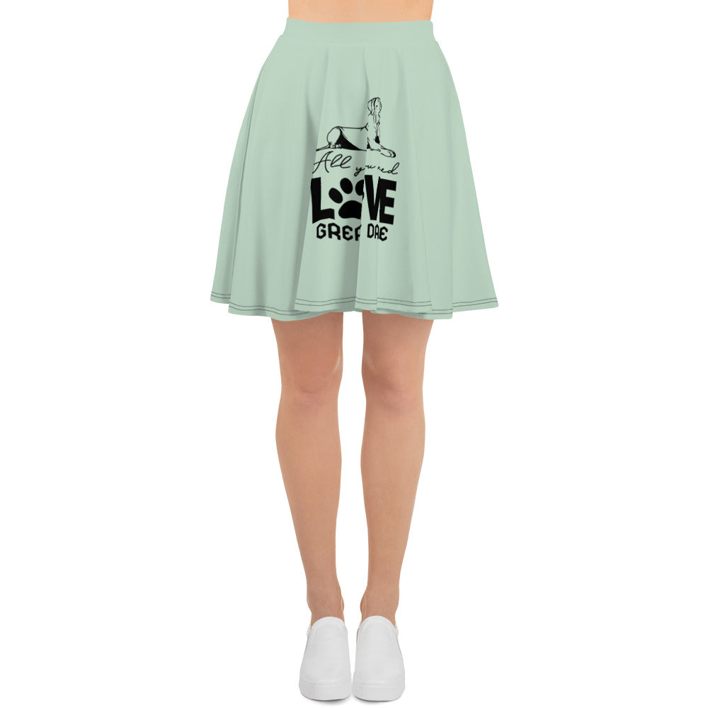 ALL YOU NEED LOVE GREAT DANE - Skater Skirt