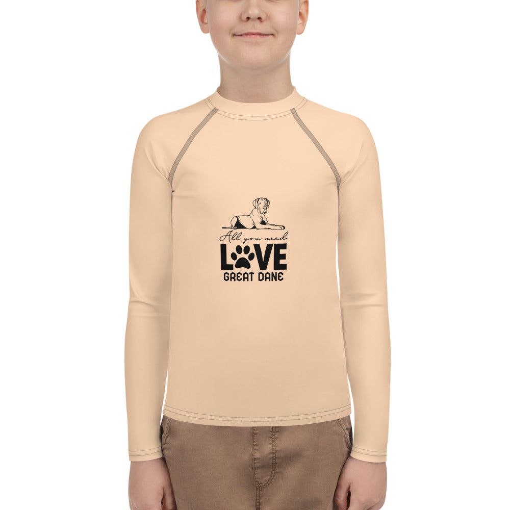 ALL YOU NEED LOVE GREAT DANE - Youth Rash Guard