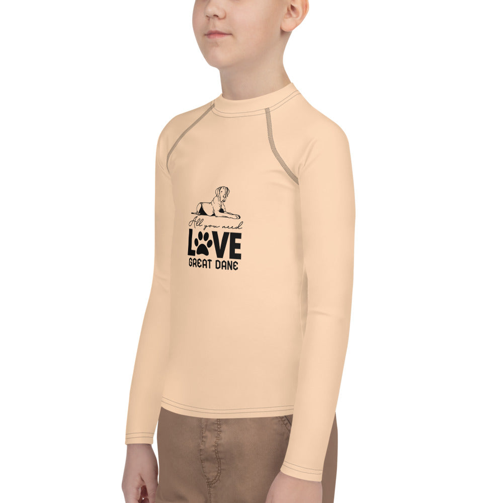 ALL YOU NEED LOVE GREAT DANE - Youth Rash Guard