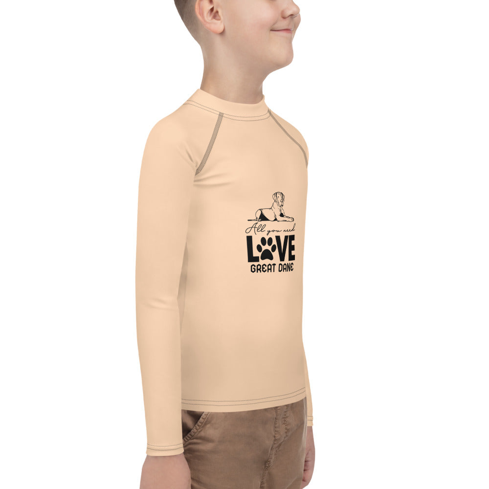 ALL YOU NEED LOVE GREAT DANE - Youth Rash Guard