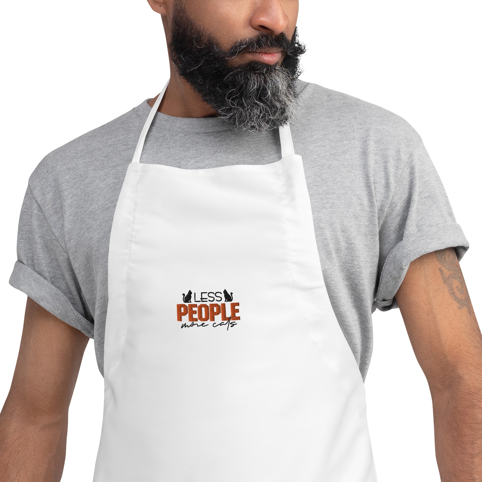 LESS PEOPLE MORE CATS - Embroidered Apron