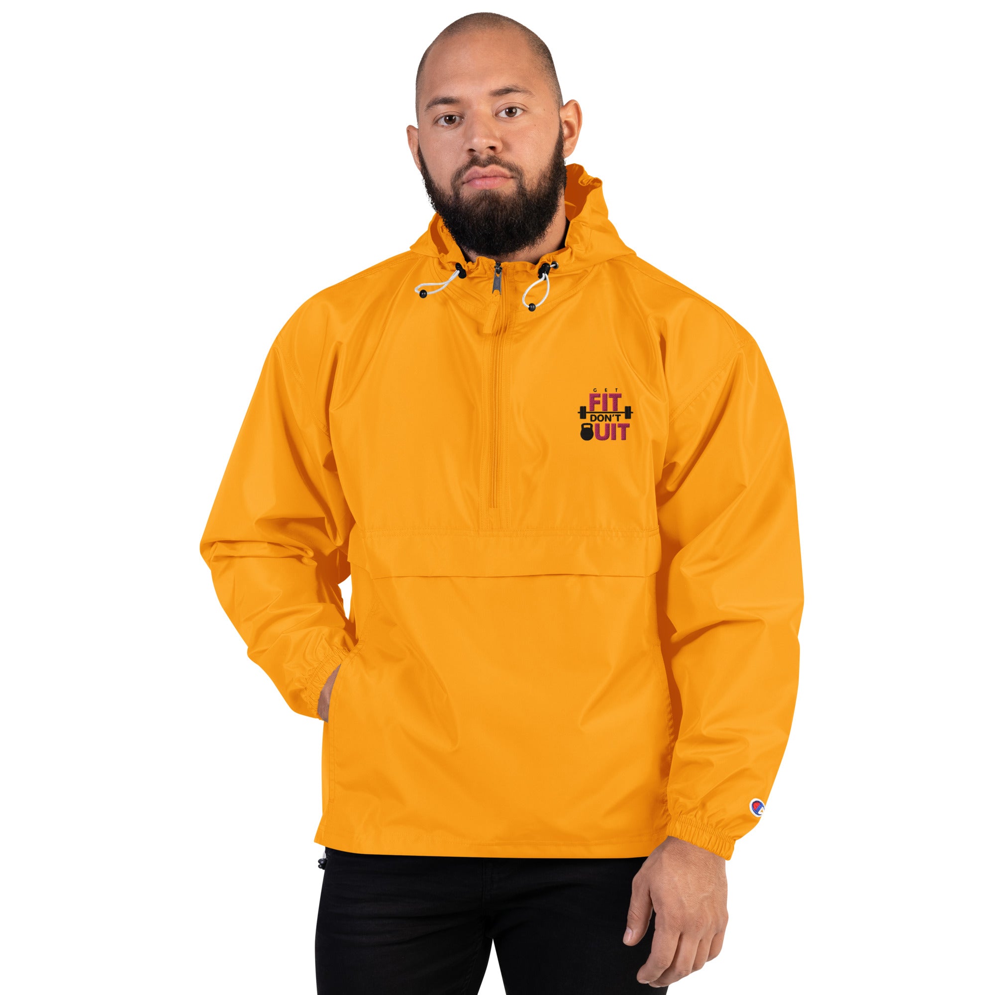 GET FIT DON'T QUIT - Embroidered Champion Packable Jacket