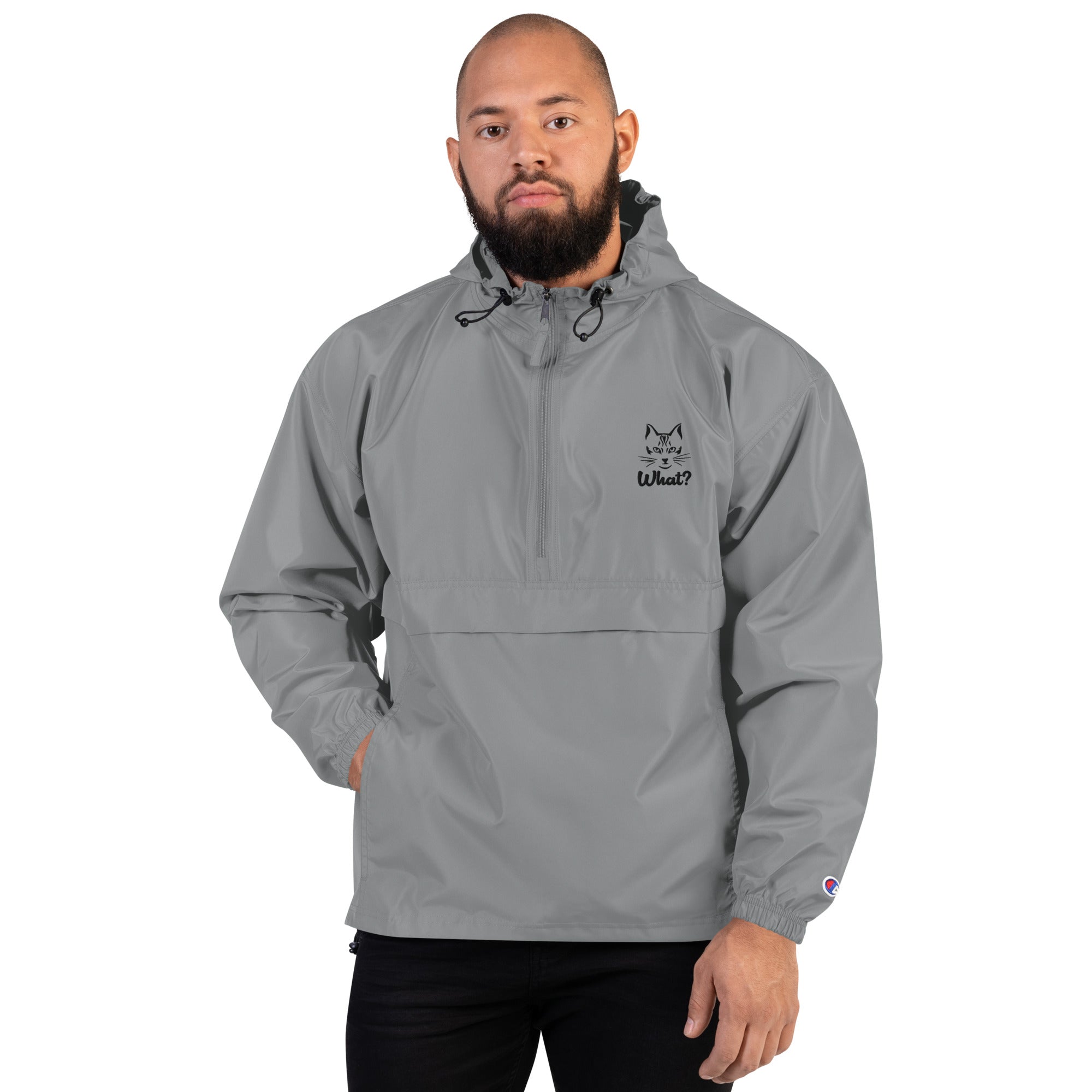 WHAT? - Embroidered Champion Packable Jacket