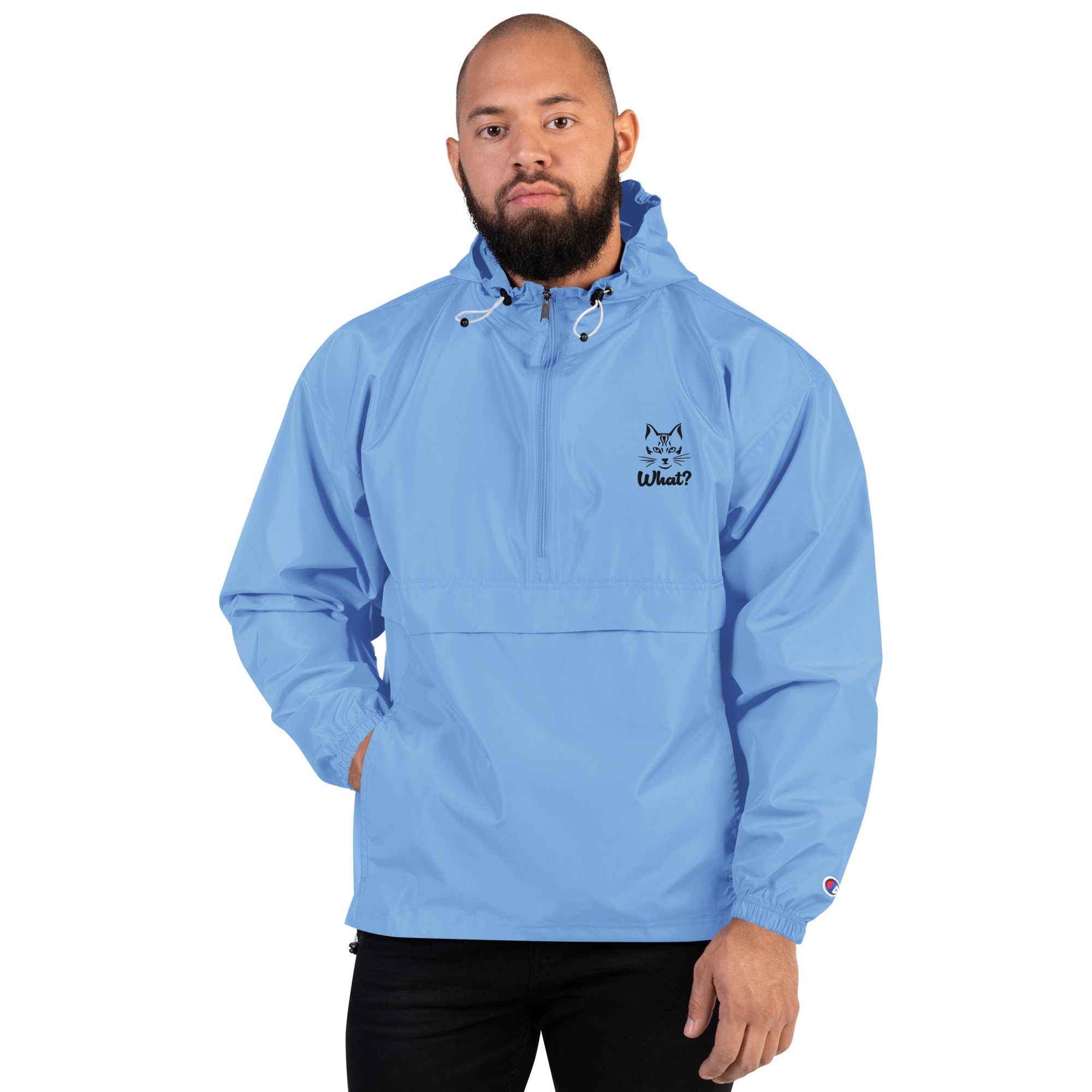 WHAT? - Embroidered Champion Packable Jacket