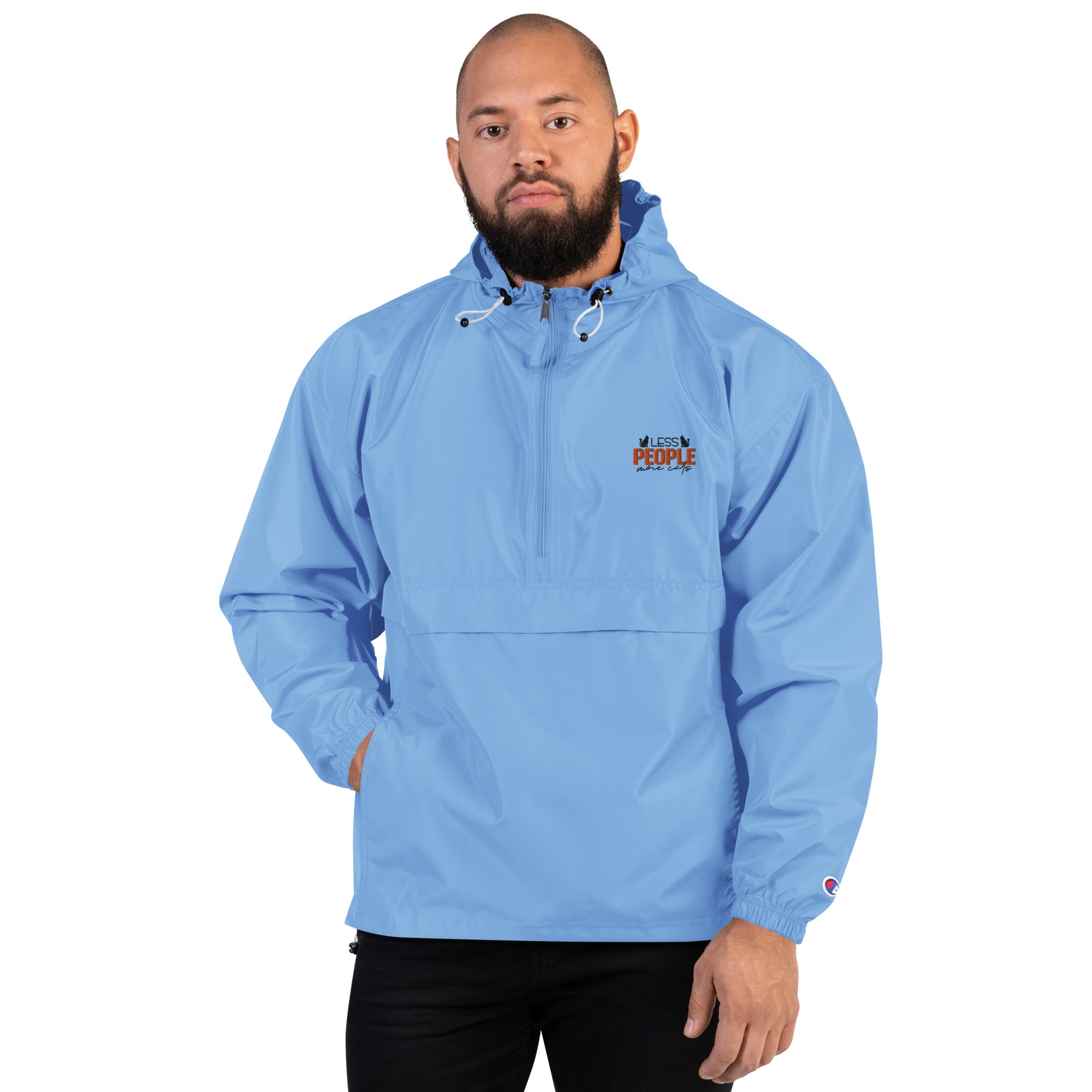 LESS PEOPLE MORE CATS - Embroidered Champion Packable Jacket