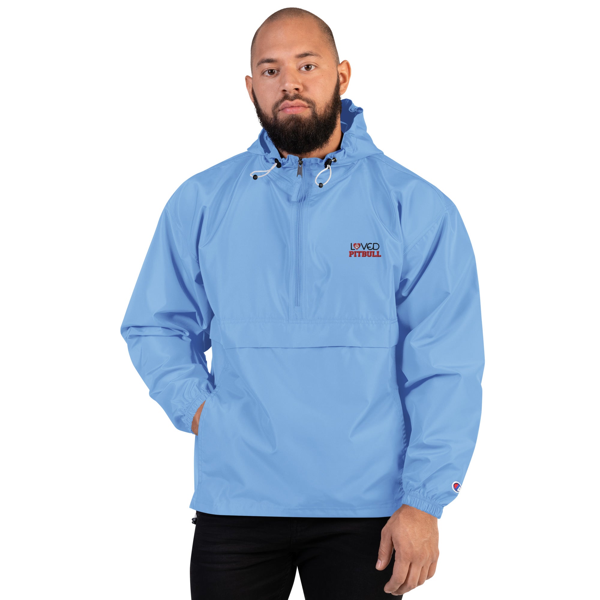 LOVED PITBULL - Embroidered Champion Packable Jacket