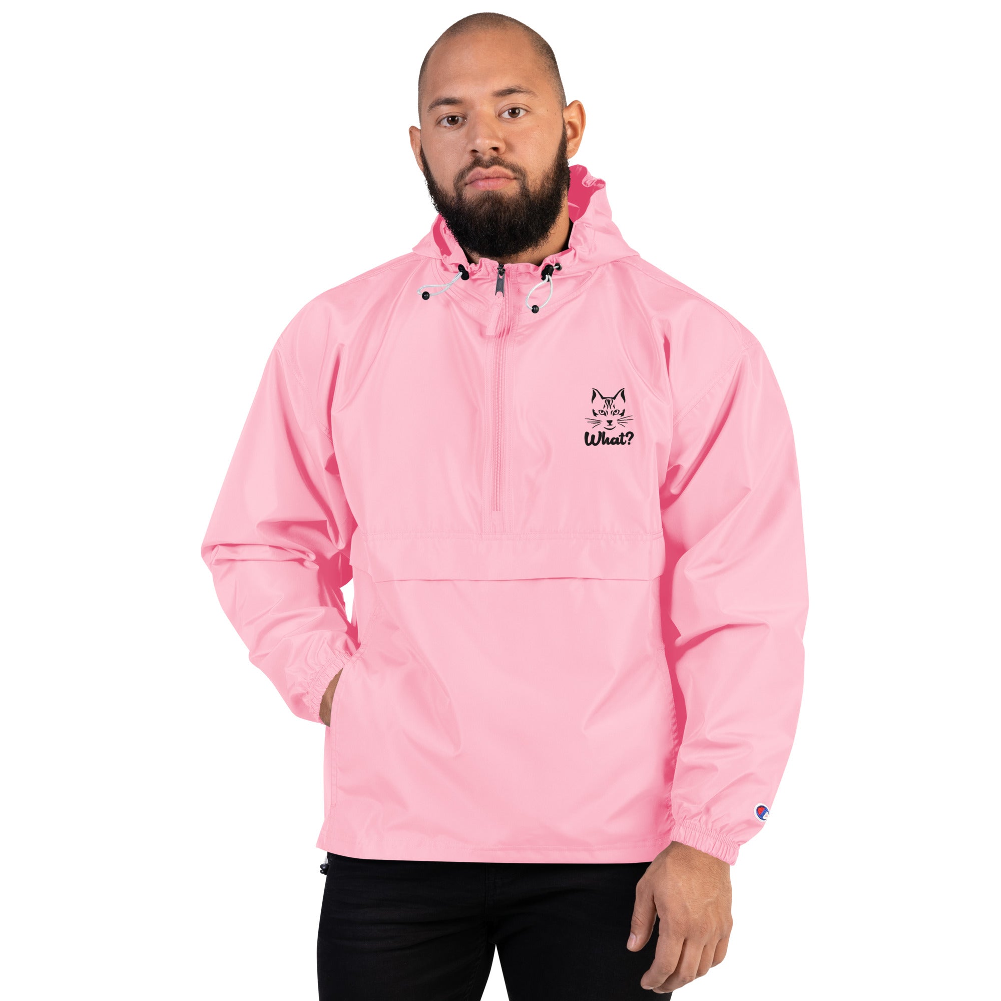 WHAT? - Embroidered Champion Packable Jacket