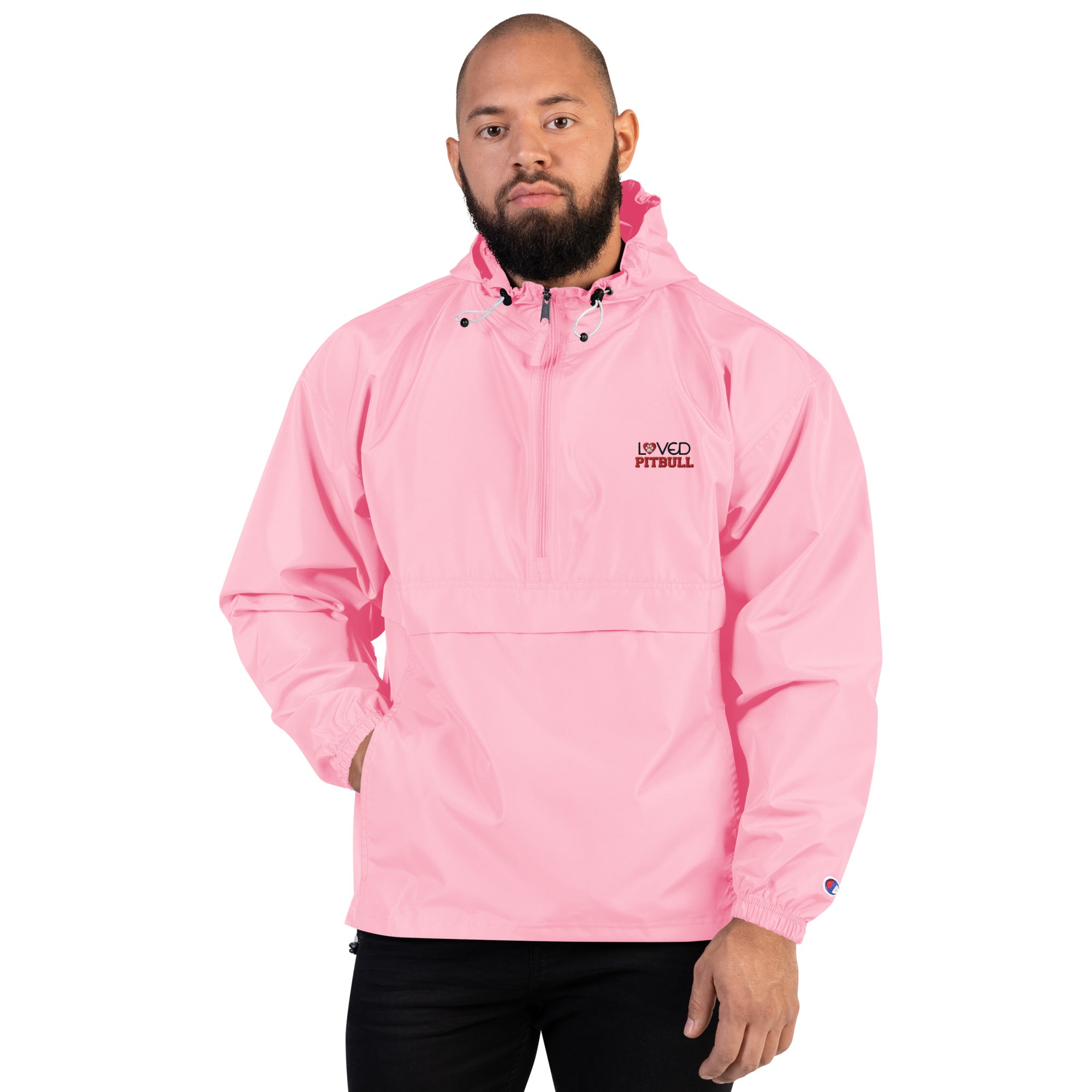 LOVED PITBULL - Embroidered Champion Packable Jacket
