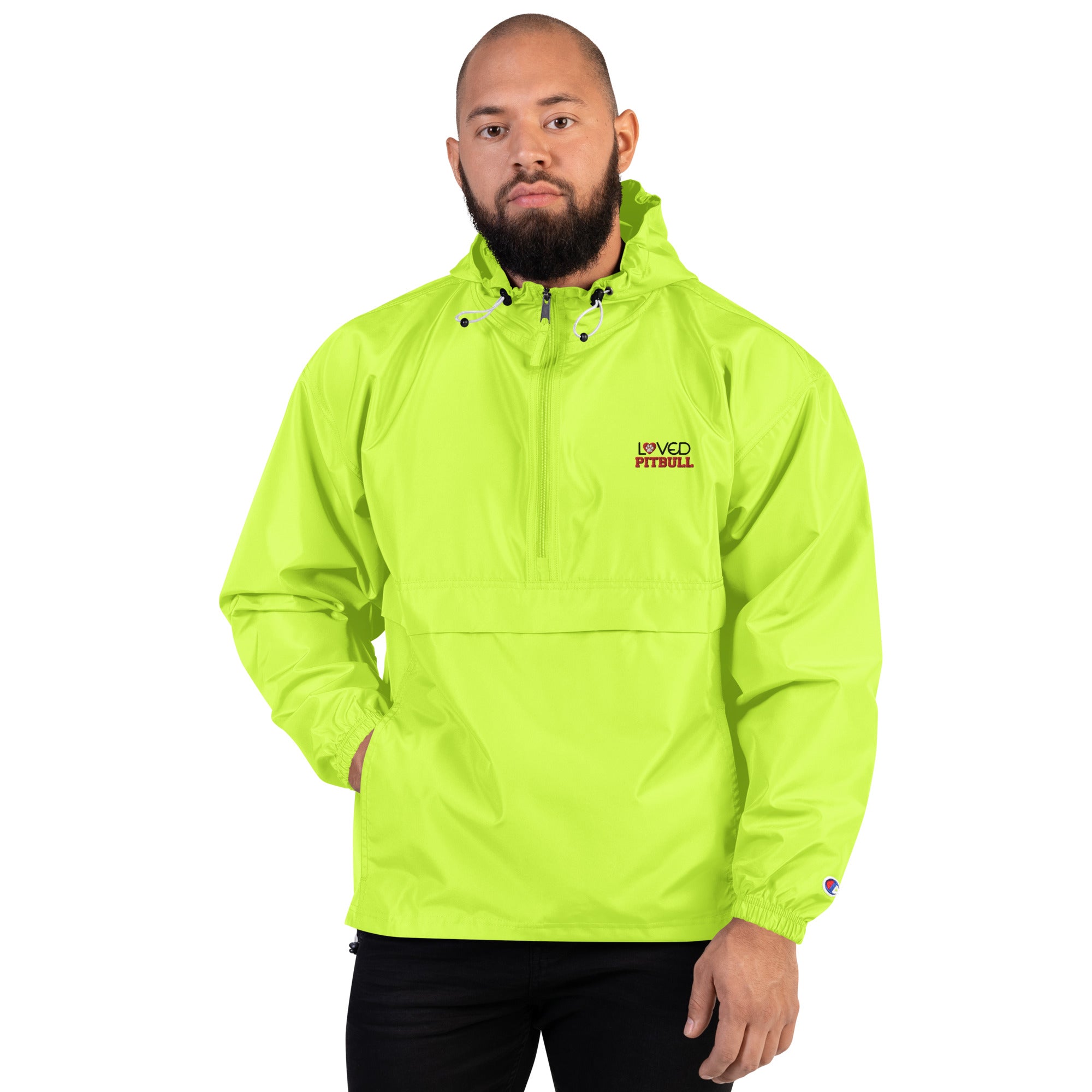 LOVED PITBULL - Embroidered Champion Packable Jacket
