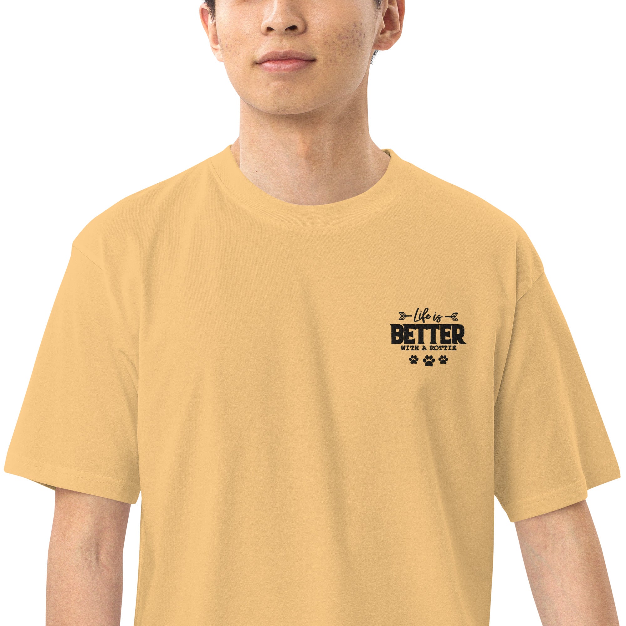 LIFE IS BETTER WITH A ROTTIE - Men’s premium heavyweight tee