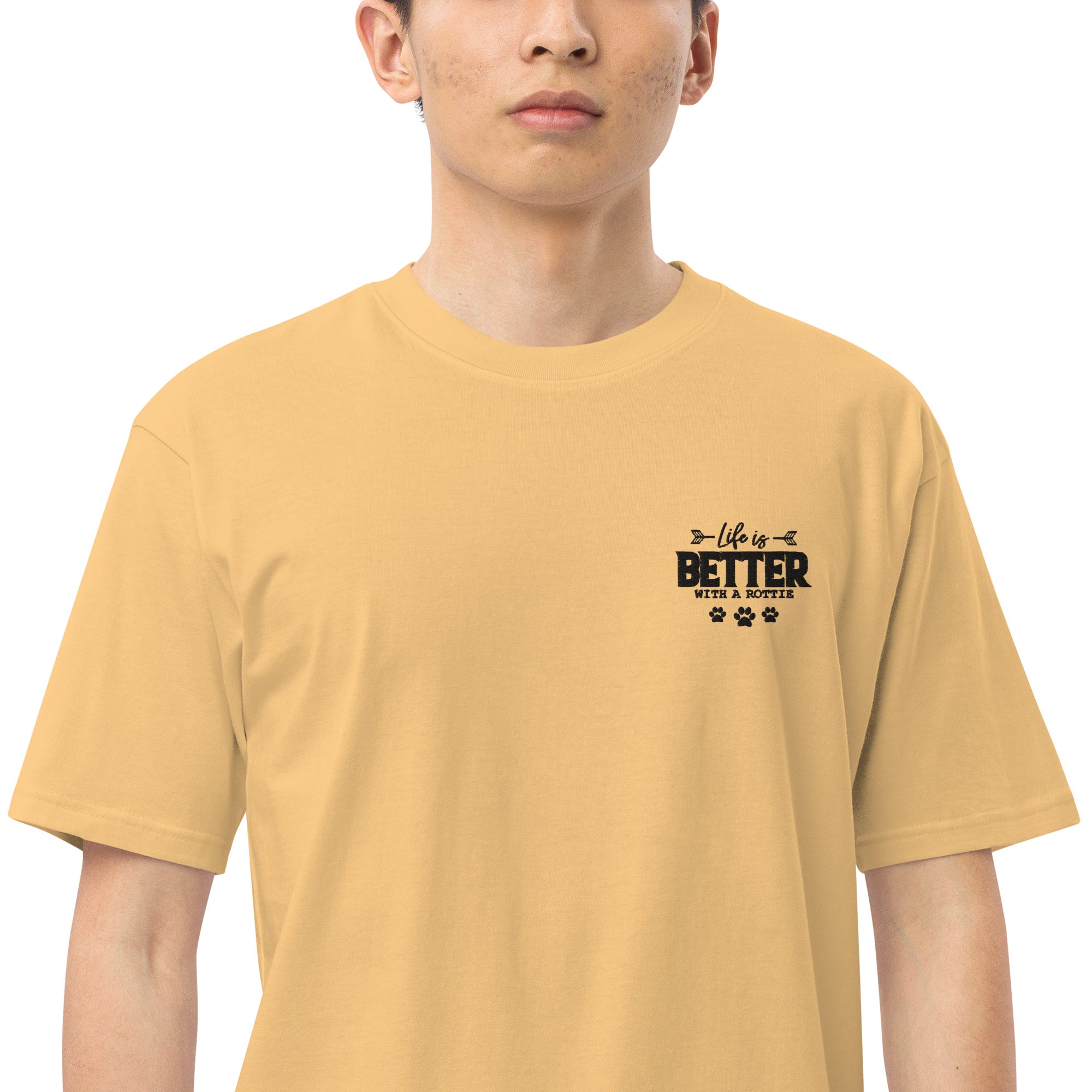 LIFE IS BETTER WITH A ROTTIE - Men’s premium heavyweight tee